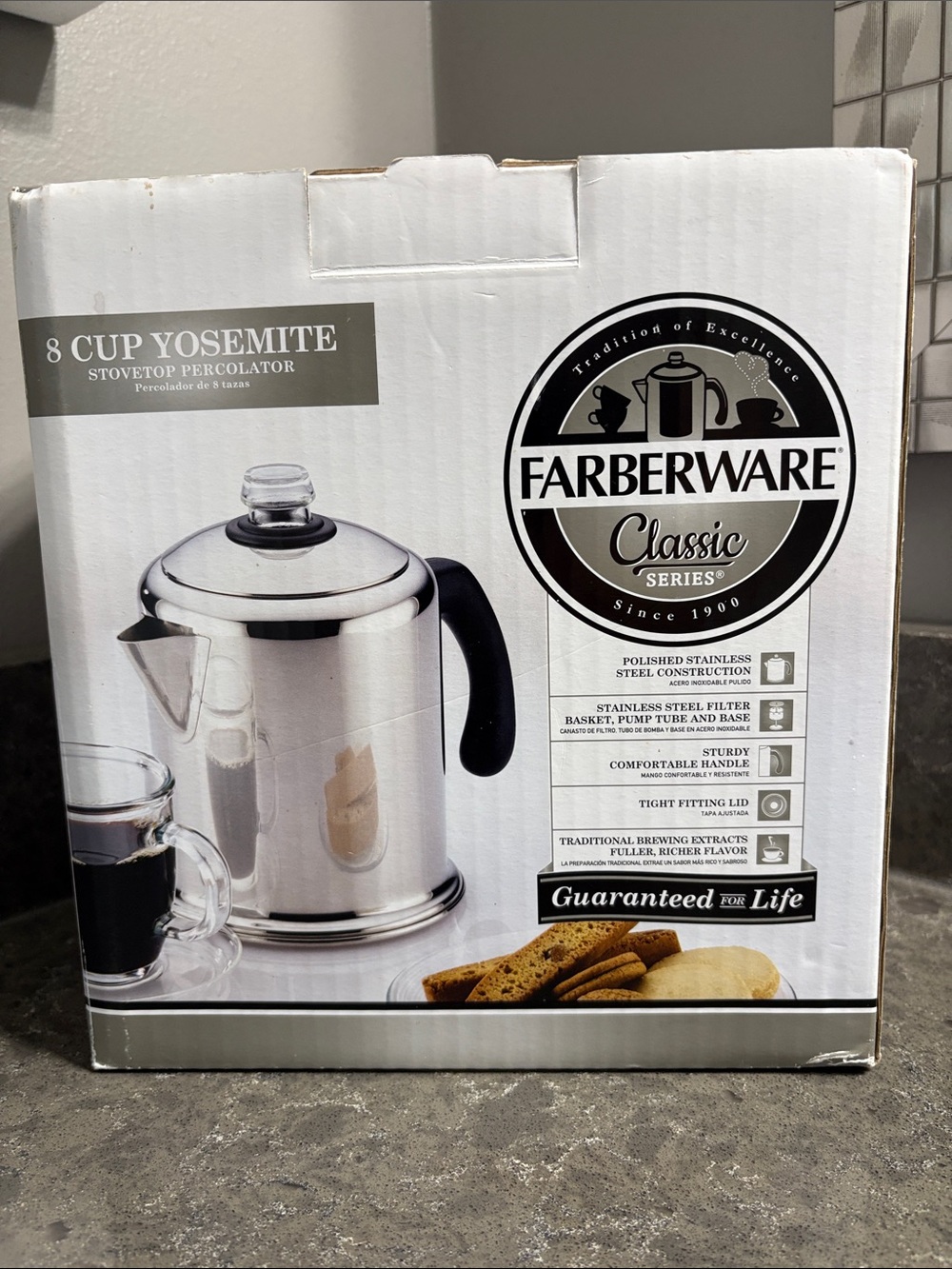 Farberware Classic Stainless Steel Percolator with Black Handle